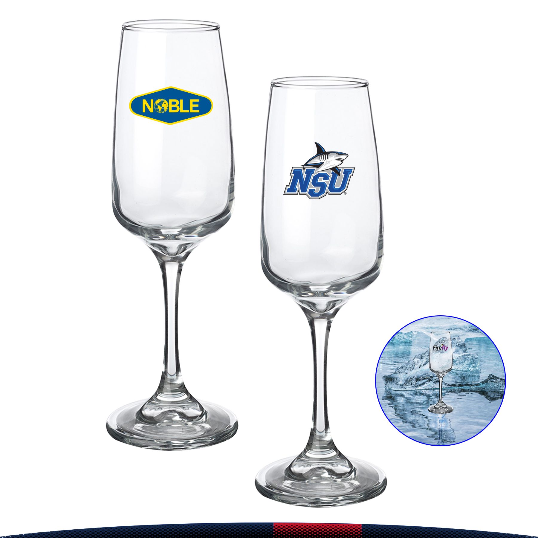 The Petite 7 oz. Clear Champagne Flute Glass - Screenprinted